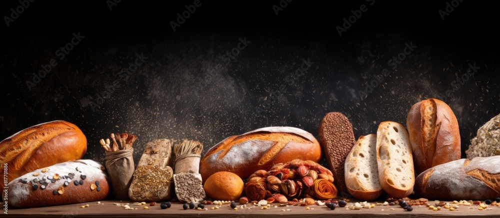 Poster A copy space image of artisanal bread adorned with an assortment of nutritious seeds