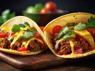 Mexican food tacos close up.