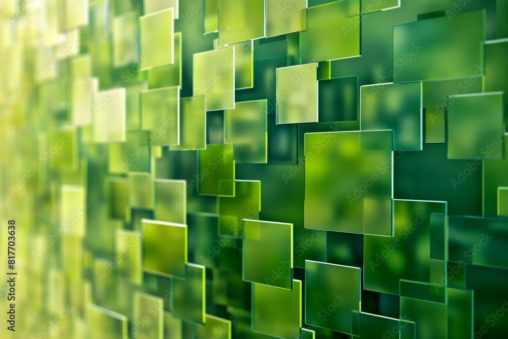 Poster vibrant green abstract geometric background with overlapping squares and modern patterns for digital