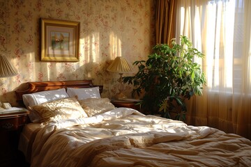 Traditional interior design bedroom bright