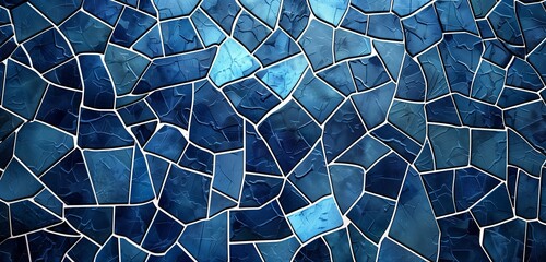 Abstract background, Dark blue rustic mosaic with white lines background. 