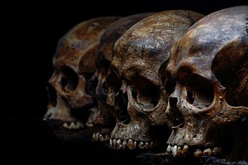 human skulls on a black background