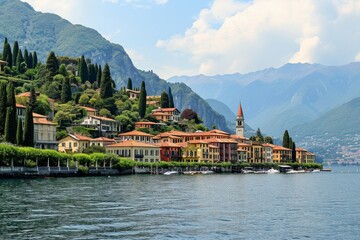 A panoramic view of picturesque Lake Italy, Ai generated