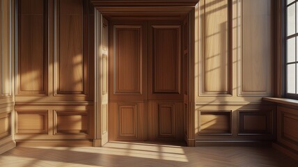 Elegant wooden panels and doors interior