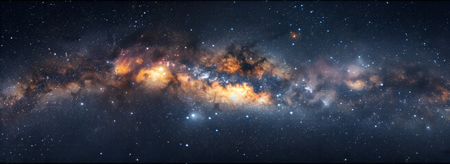 Panorama of Milky Way Galaxy and Stars,Milky Way and Starry Night Sky