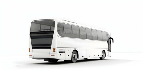 White bus isolated on a white background. Concept Transportation, Vehicle, Bus, Isolated, White Background