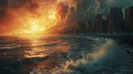 vast ocean An impending disaster The waves hit the shore gently. Obscuring storms that develop beneath the surface of the water.