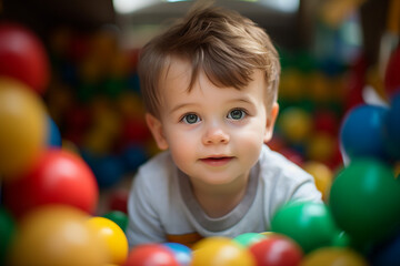 Obraz premium Cute children in playground playroom territory having fun playful childish mood made by Generative AI