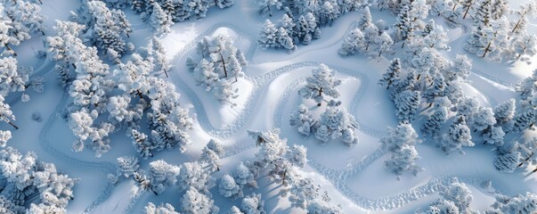 Snowy Landscape Explored: A Bird's-Eye View from a Drone