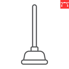 Plunger line icon, plumbing service and household tool, plunger vector icon, vector graphics, editable stroke outline sign, eps 10.
