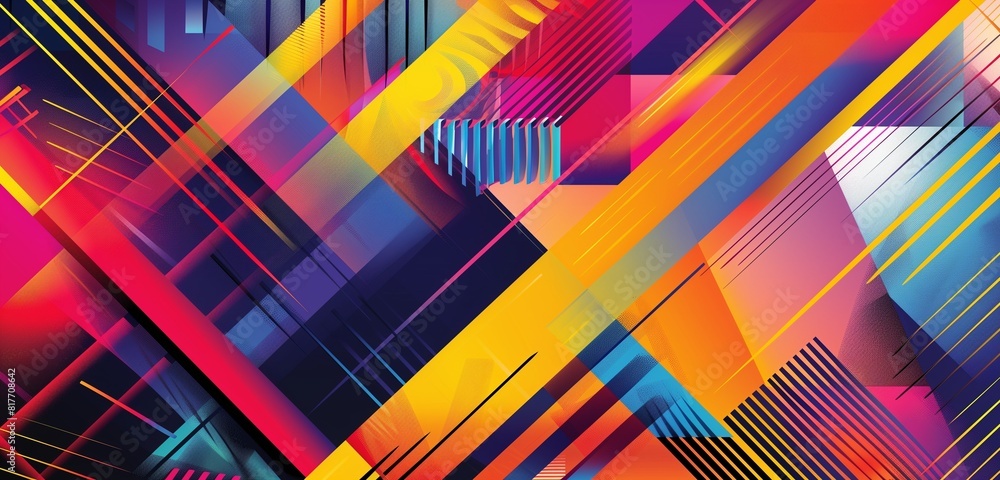 Aufkleber abstract background with a vibrant and colorful geometric striped pattern, using a harmonious blend 