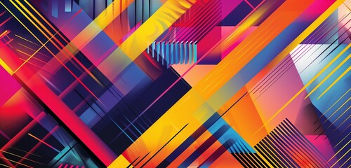 Abstract background with a vibrant and colorful geometric striped pattern, using a harmonious blend of bright and bold hues