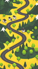 "Isometric Game Map with Roads and Buildings"
"Detailed Pixel Art Terrain with Paths and Trees"
"Stylized Road Network in Yellow and Black"