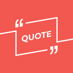 Quote frame. Rectangle shape. Textbox for comment, title, citation, chat, note, mark and info. Vector illustration.