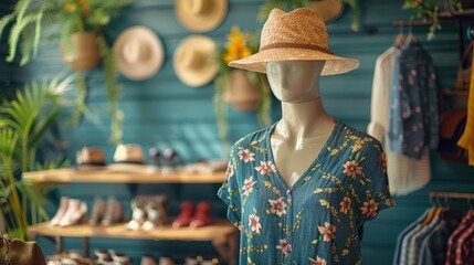 Obraz premium Attract shoppers with seasonal styles Eye-catching clothing displays in spring/summer fashion retailers