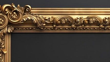 An ornate frame with a dramatic flair, its rich details and gold accents a statement piece.