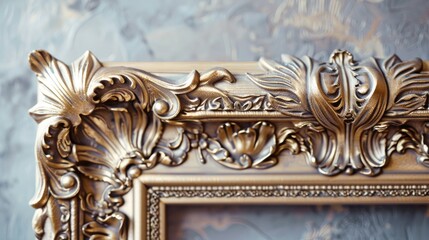 An ornate frame with a detailed molding, its historical design inspired by the great art of the past.