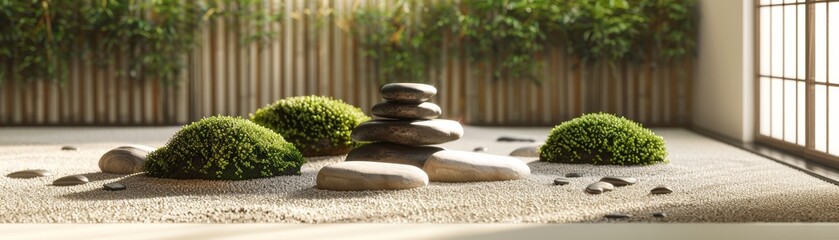 Zen Meditation Space with Simple Stone Arrangement