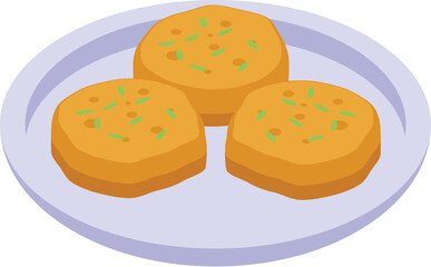 Colorful digital illustration of three cookies with sprinkles on a plate