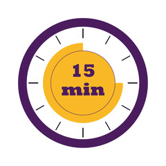 Logo, logotype, time, indication, stopwatch, clock, quarter, seconds, minutes, time indication, measuring, timing, time, purple, yellow, quarter