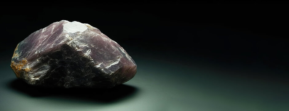 Ussingite fossil mineral stone. Geological crystalline fossil. Dark background close-up.