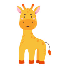  Cute Cartoon baby Giraffe. Safari jungle animal vector.