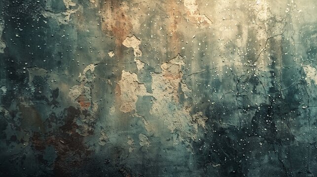 Photographic style shot of a wall corner showing a progression of distress with grunge elements, dirt, dust, and brush strokes that fade to a dotted texture 8K , high-resolution, ultra HD,up32K HD