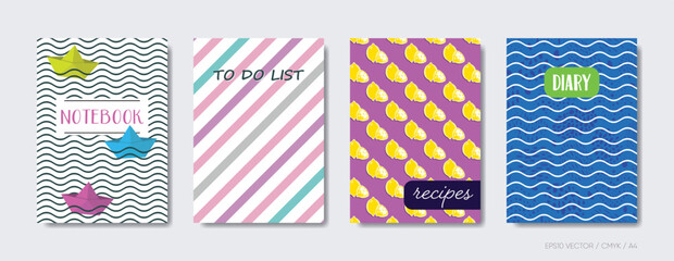 Summer abstract cover page design templates set