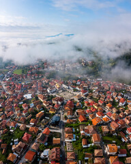 Bulgaria - 05 22 2024: Epic drone shot using the Mini 2 capturing the beautiful morning light with...