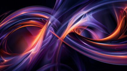 Bright abstract lines of different colors on a dark background. Sky blue and black. Ultra-fine detail and smooth lines.