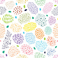 Cute simple dotted shapes vector seamless pattern