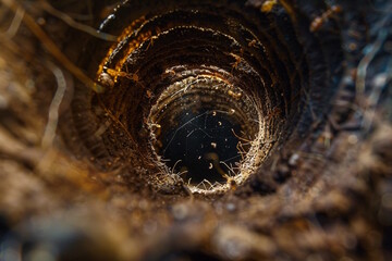 A detailed high-resolution capturing the inside view of an ant hill