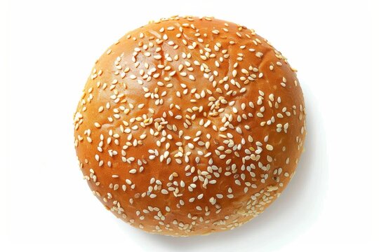 Top view of white sesame seed bun