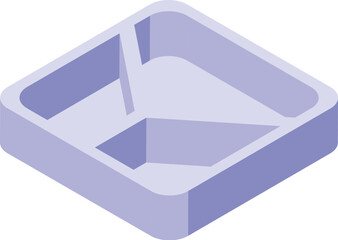 3d isometric illustration of a purple, empty pill organizer, ideal for medical and health themes