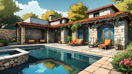 Obraz premium House With Pool Real Estate