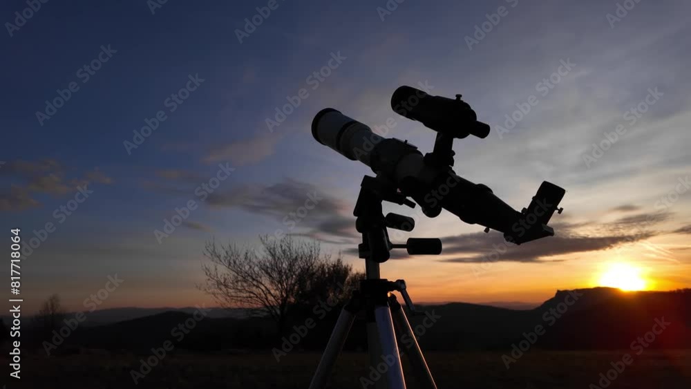 Wall mural astronomical telescope for observing stars, planets, moon and other celestial objects.