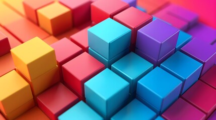 Obraz premium Colorful cubes pattern against pink background