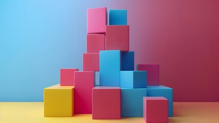 Colorful cubes stacked on table
