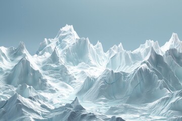 A vast, snowy landscape with mountains in the background