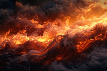 Fototapeta premium The image is of a fire with smoke and flames, and it has a mood of danger