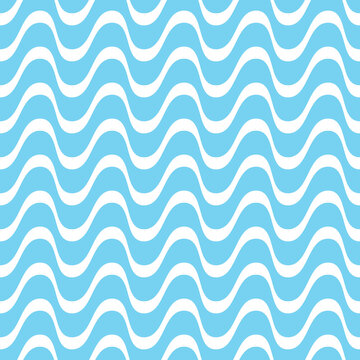Abstract blue vector seamless wavy line pattern