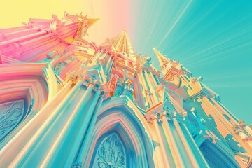 A large, white building with many arches and pillars