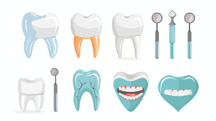 Set of dental icons on white background Vector style