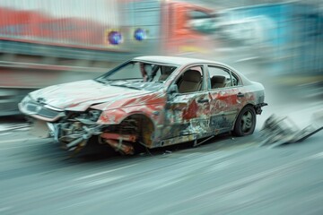 Obraz premium Car that were hit at high speed
