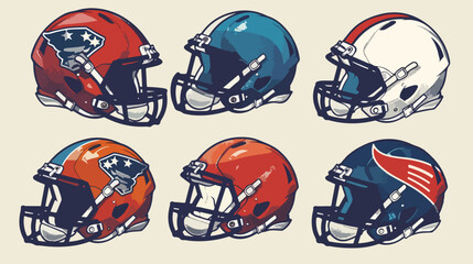 set of five american football Vector style vector design