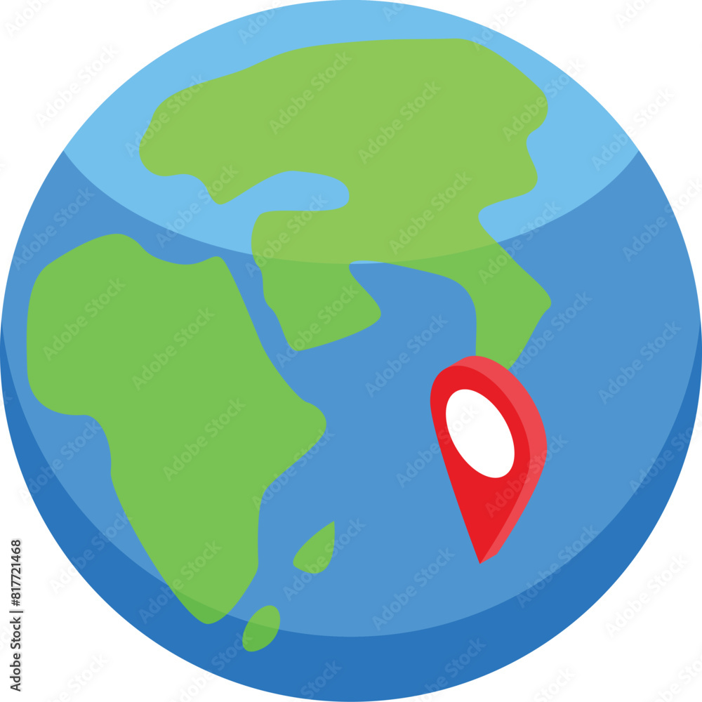 Aufkleber illustrated image of a globe with a red location pin marking a spot on the map