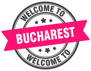 Welcome to Bucharest stamp. Bucharest round sign
