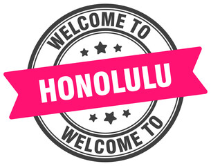 Welcome to Honolulu stamp. Honolulu round sign