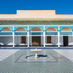 A colorful inside courtyard, located in marrakech, morocco