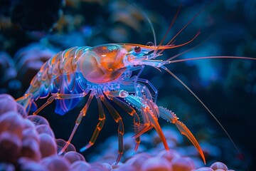 Giant shrimp in the colorful sea